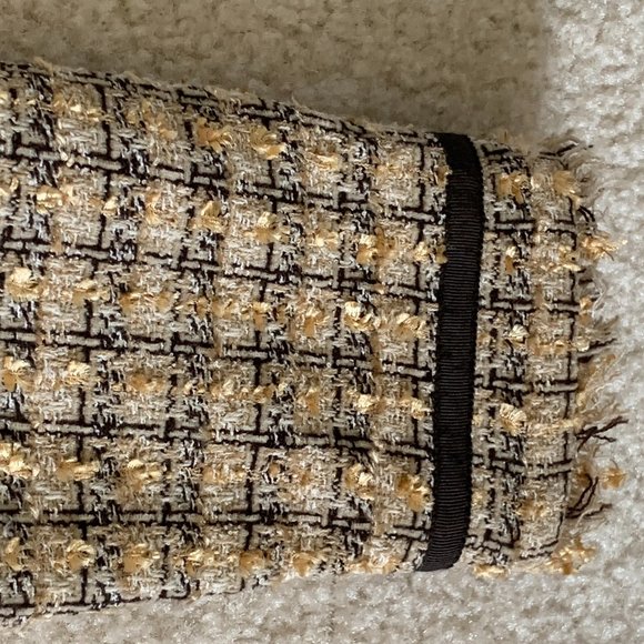 πHPπ Vintage Tweed Fringe Hem Blazer Size 4 Lined, Brown Tan & Cream - Picture 11 of 15